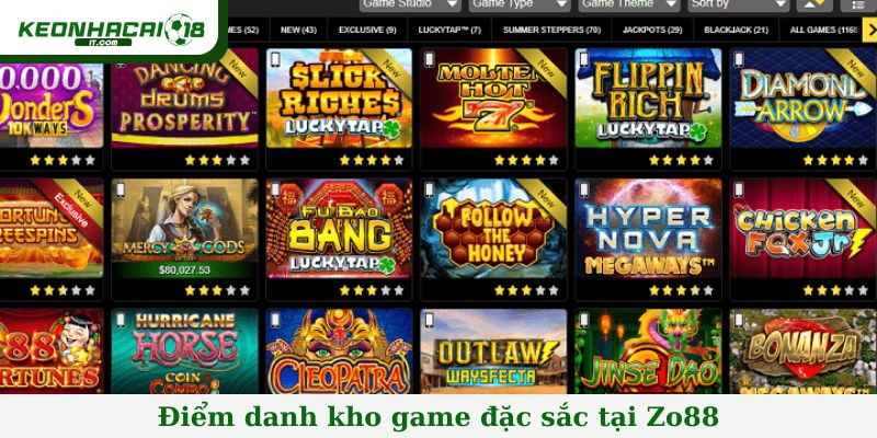 Điểm danh kho game đặc sắc tại Zo88